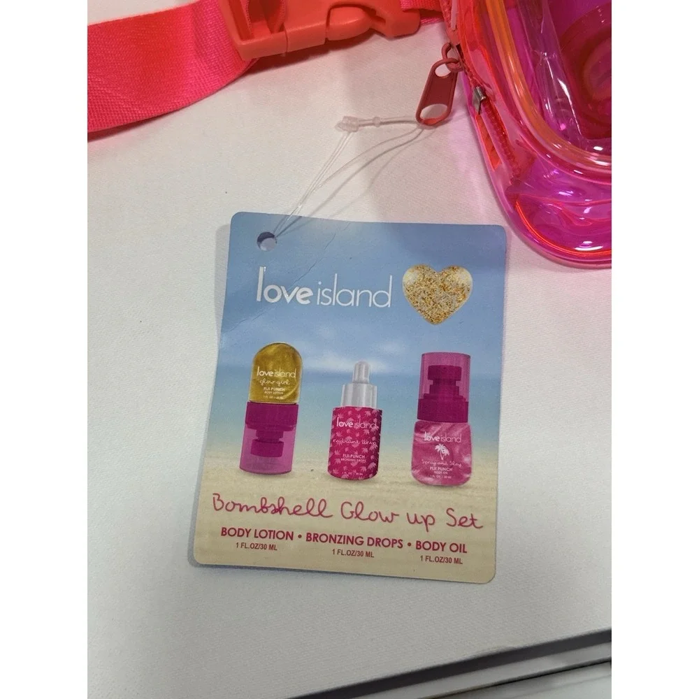 NEW Love Island Bombshell Glow-Up Set • Pink Transparent Travel Bag